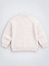 Cream Little Pony Horse Winter Cardigan, Christmas Sweater with Horse Brooch for Kids