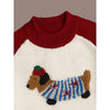 Cream & Red Dachshund Knitted Winter Cardigan
