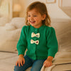 Green Knited Dual Bow Cardigan