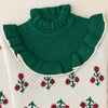 Green Ruffle Neck Floral Cardigan