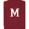Maroon Letter “M” Cable-Knit Cardigan