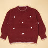 Maroon Mini Bows Knitted Cardigan