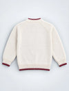 Cream & Maroon Mini Hearts Knitted Winter Cardigan, Christmas Sweater for Kids