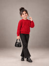 Maroon Cable-Knit Winter Cardigan, Christmas Sweater for Kids