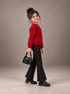 Maroon Cable-Knit Winter Cardigan, Christmas Sweater for Kids