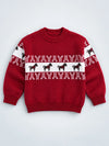 Red Horse Pattern Knitted Winter Cardigan, Christmas Sweater for Kids