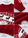 Red Horse Pattern Knitted Winter Cardigan, Christmas Sweater for Kids