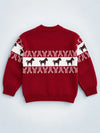 Red Horse Pattern Knitted Winter Cardigan, Christmas Sweater for Kids
