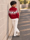 Red Horse Pattern Knitted Winter Cardigan, Christmas Sweater for Kids