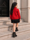 Red White Bear Knitted Winter Cardigan, Christmas Sweater for Kids