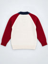 Cream & Maroon Sporty Bear Winter Cardigan, Christmas Sweater for Kids