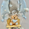 Personalised Name Hanging | Blue Teddy On a Swing