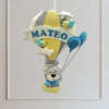 Personalised Name Hanging | Grey Teddy in a Hot Air Balloon