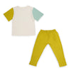 Coral Dream  T-shirt with Mustard Ripple Leggings Set