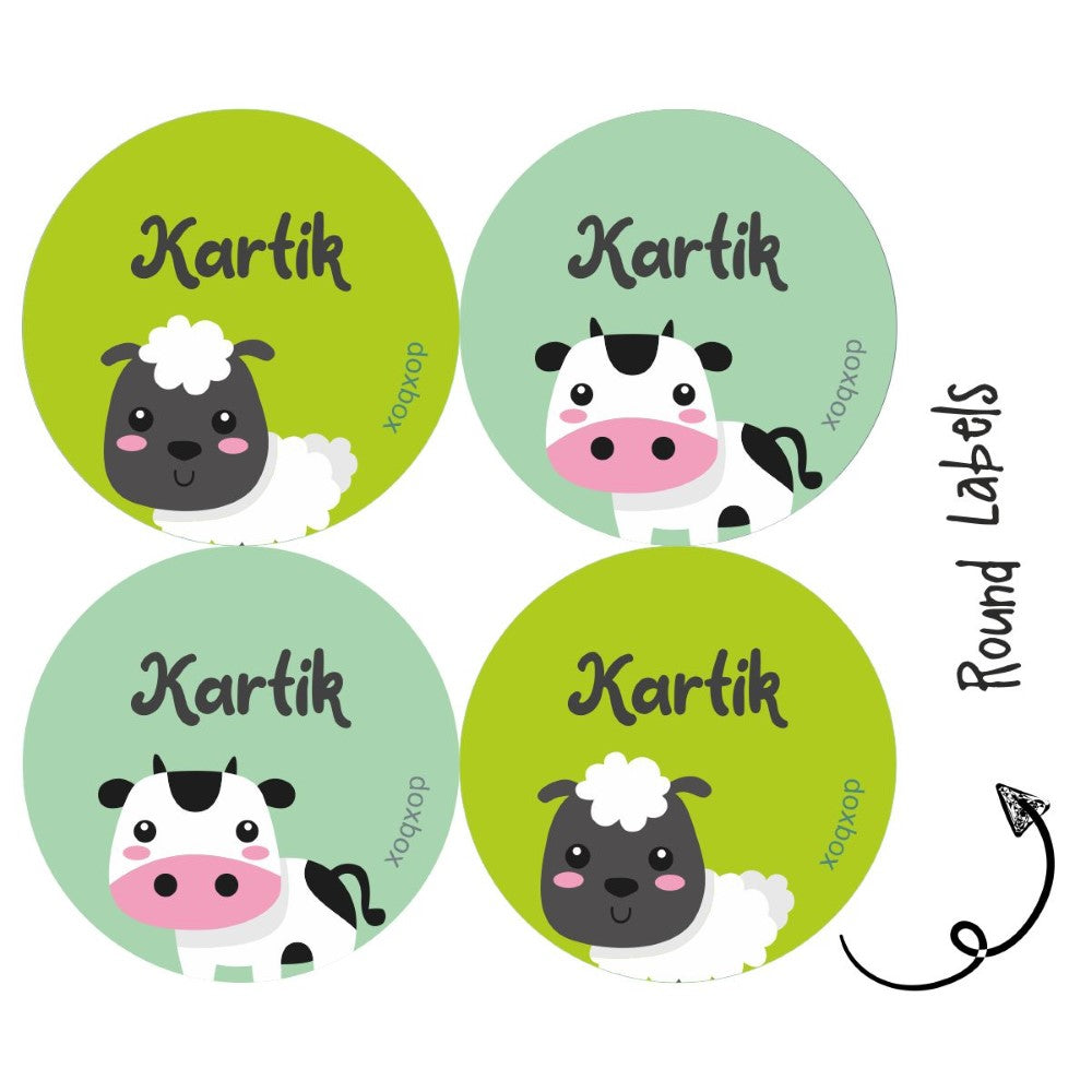 Personalised Round Name Labels |Farm Animal – mumma.com