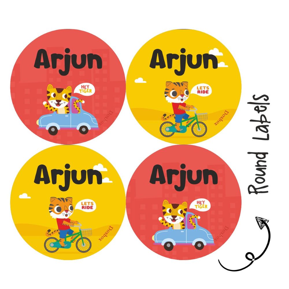 Colorable Tiger Name Labels Personalised Round Name Labels | Tiger Ride – mumma.com