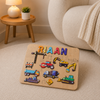 Personalised Wooden Name Puzzle- Construction Site (Vibrant)