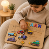 Personalised Wooden Name Puzzle- Construction Site (Vibrant)
