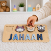 Personalised Wooden Name Puzzle- Fauna (4 Elements with Name on Bottom)