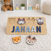 Personalised Wooden Name Puzzle- Fauna (4 Elements with Name on Bottom)