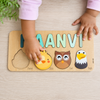 Personalised Wooden Name Puzzle- Fauna (4 Elements with Name on Top)