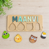 Personalised Wooden Name Puzzle- Fauna (4 Elements with Name on Top)