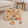 Personalised Wooden Name Puzzle- Transport