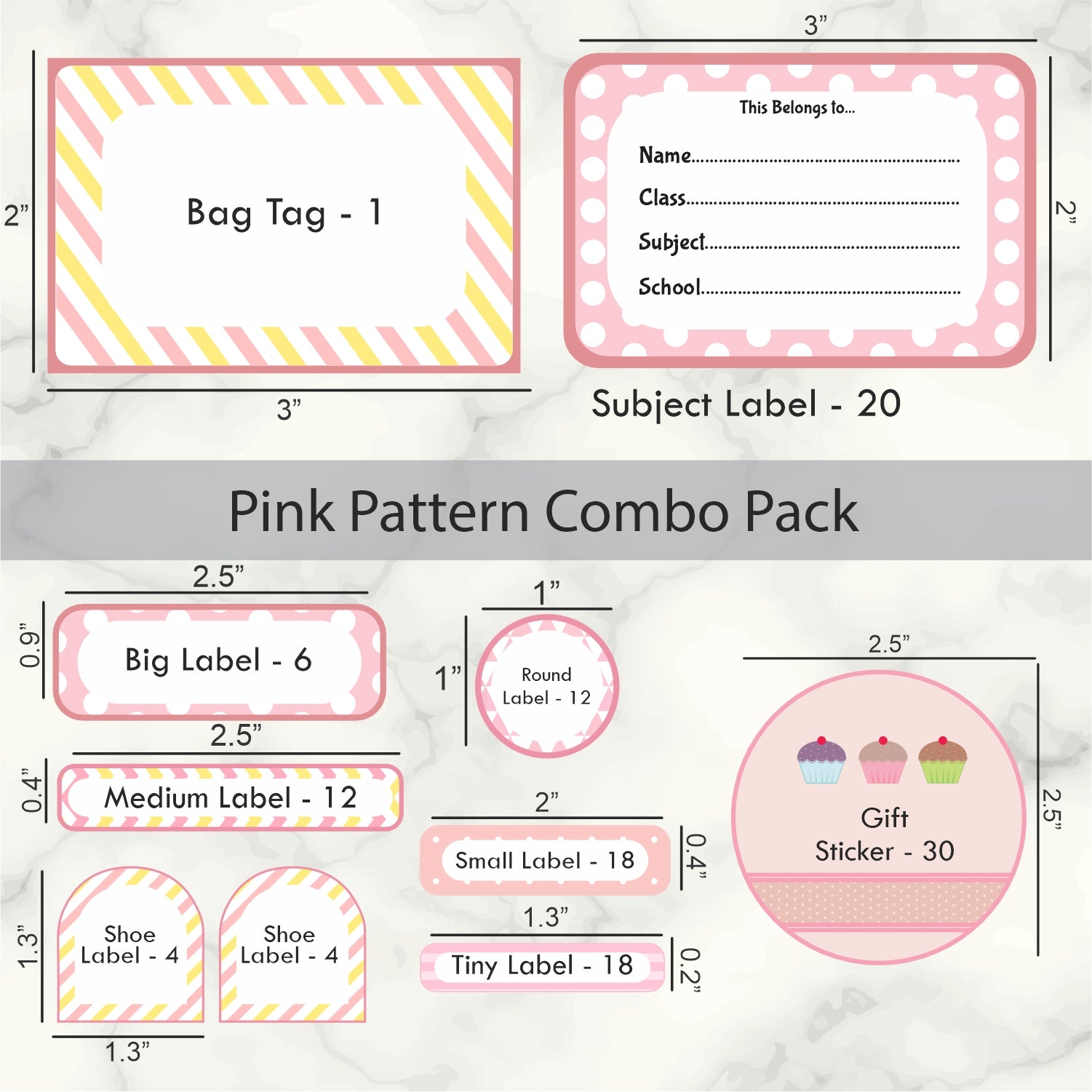 Pink Intrav Label Pink Pattern | Assorted Label Pack – mumma.com