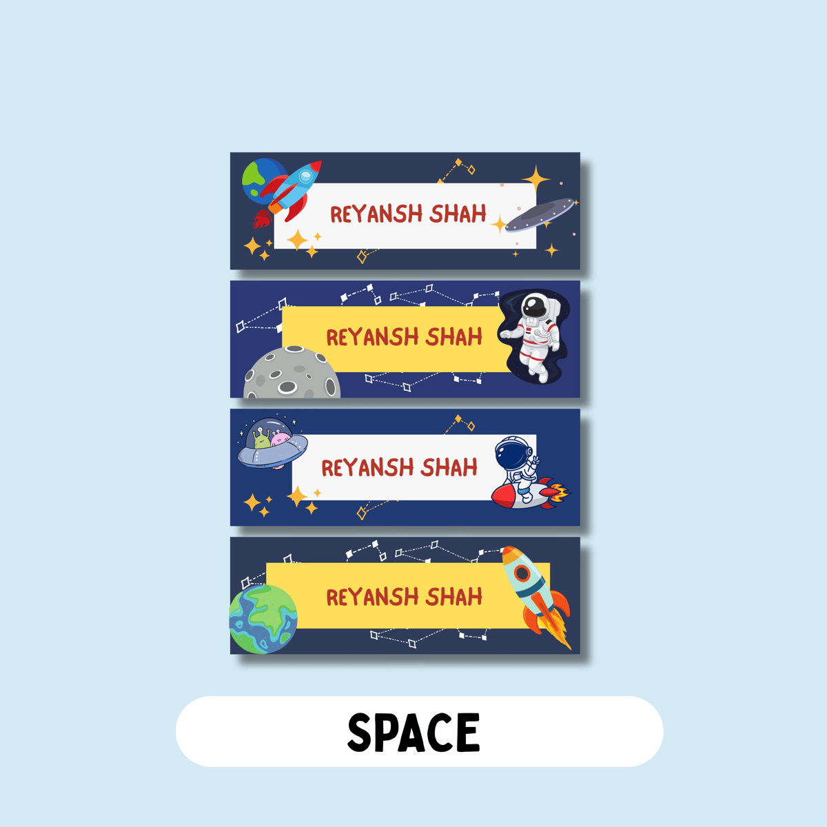 Personalised Waterproof Labels - Space – mumma.com