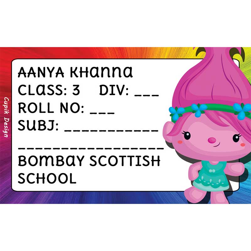 Troll Paper Labels Personalised School Book Labels | Trolls – mumma.com