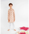 Beige Printed Kurta Pyjama Set