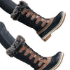 Black and Tan Criss Cross Women Winter Snowboots - Little Surprise BoxBlack and Tan Criss Cross Women Winter Snowboots