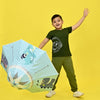 Blue Dino, Unique Spanish Patio Style Kids Umbrella, 5-12 years, Blue - Little Surprise BoxBlue Dino, Unique Spanish Patio Style Kids Umbrella, 5-12 years, Blue