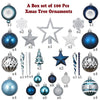 Christmas Ball Ornaments XMas Tree Hanging Decorations Silver & Blue theme christmas Balls, 100 pcs Box Set - Little Surprise BoxChristmas Ball Ornaments XMas Tree Hanging Decorations Silver & Blue theme christmas Balls, 100 pcs Box Set