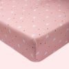 Organic Fitted Cot Sheet- Pink Clouds