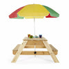 Rectangular Picnic table with Parasol | Natural