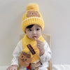 Yellow Ted Winter Cap Beanie & matching Neck Muffler 2pcs Set, 3yrs- 8yrs - Little Surprise BoxYellow Ted Winter Cap Beanie & matching Neck Muffler 2pcs Set, 3yrs- 8yrs