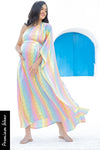 Luxe Rainbow One Shoulder Floral Maternity & Nursing Satin Dress