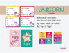 Personalised Label Set | Unicorn