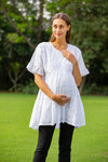 Cool White Maternity & Nursing Top