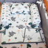 Dino Cot Bedding Set with Organic Baby Dohar Blanket, White