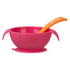 Silione First Feeding Bowl Set with Spoon - Strawberry Shake Pink Orange