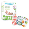 PureBorn Printed Diapers, Value Pack, Size 1 (0 - 4.5kg), 68 Counts