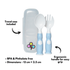 Ergonomic Fork & Spoon Set with Travel Case- Mist Blue