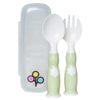 Ergonomic Fork & Spoon Set with Travel Case- Green