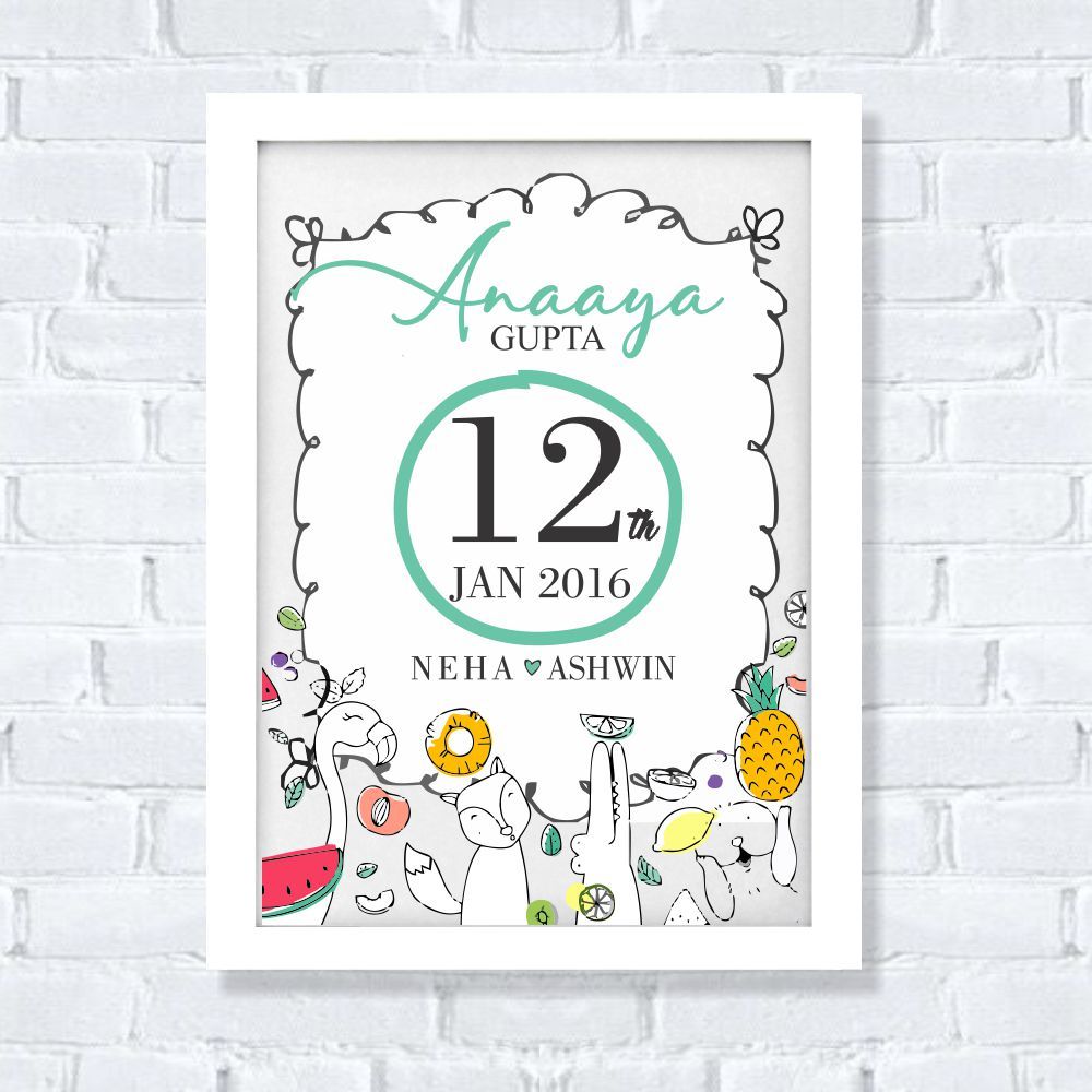 Personalised Birth Statistics Frame | Fruits – mumma.com