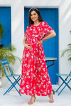 Scarlet Flowy Maternity & Nursing Flap Dress