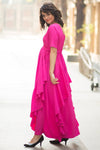 Luxe Pop Pink Bubble Georgette Maternity Flow Dress
