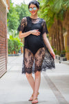 Exclusive Black Embroidered Lace Maternity Photoshoot Dress