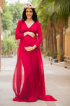 Exclusive Cherry Red Trail Maternity Photoshoot Gown
